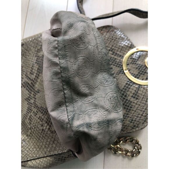 Michael Kors Women's Snakeskin Leather Crossbody Bag Tan - Picture 3 of 4